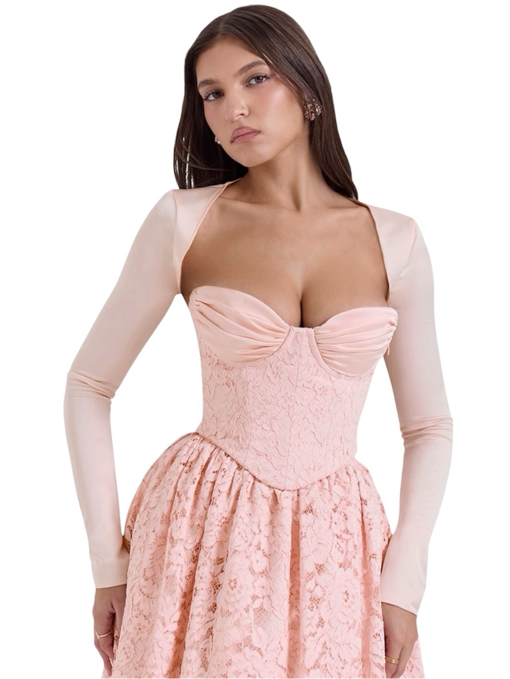 House of CB Baby Pastel Pink Bolero Satin Shrug L+ Bigger Cup D-E